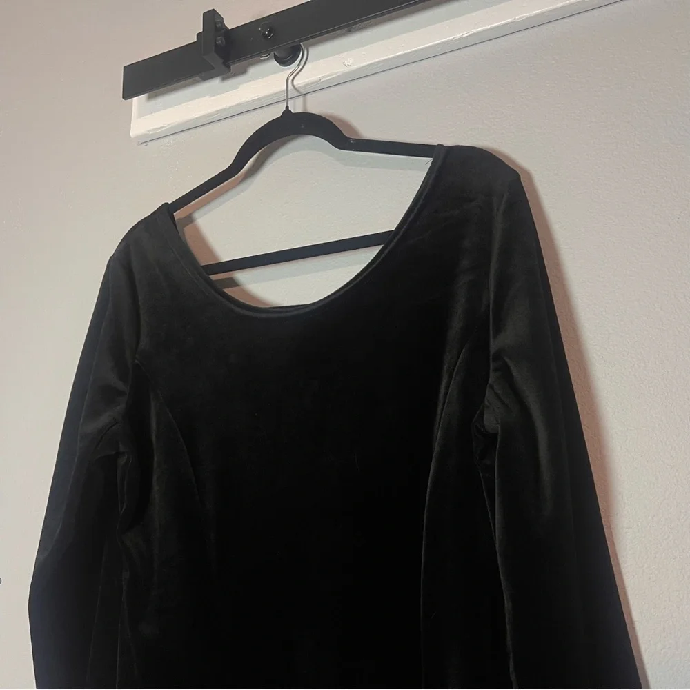 Vintage Coldwater Creek Velvet Maxi Dress Long Sleeve Black Size 16